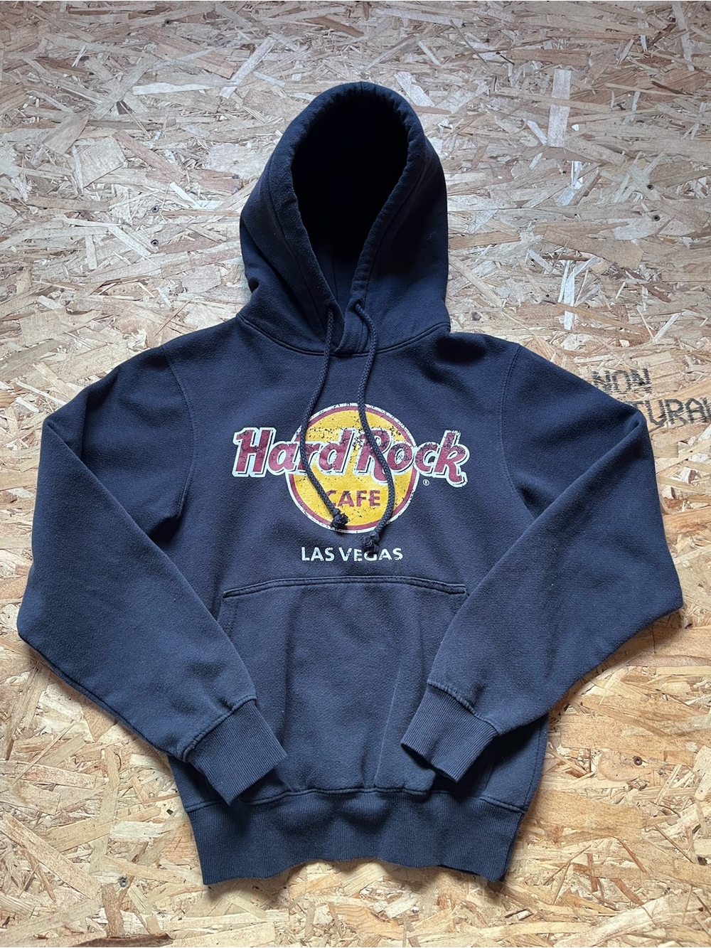 Hard Rock Cafe Black Las Vegas Pullover Hoodie with Yellow & Red Logo